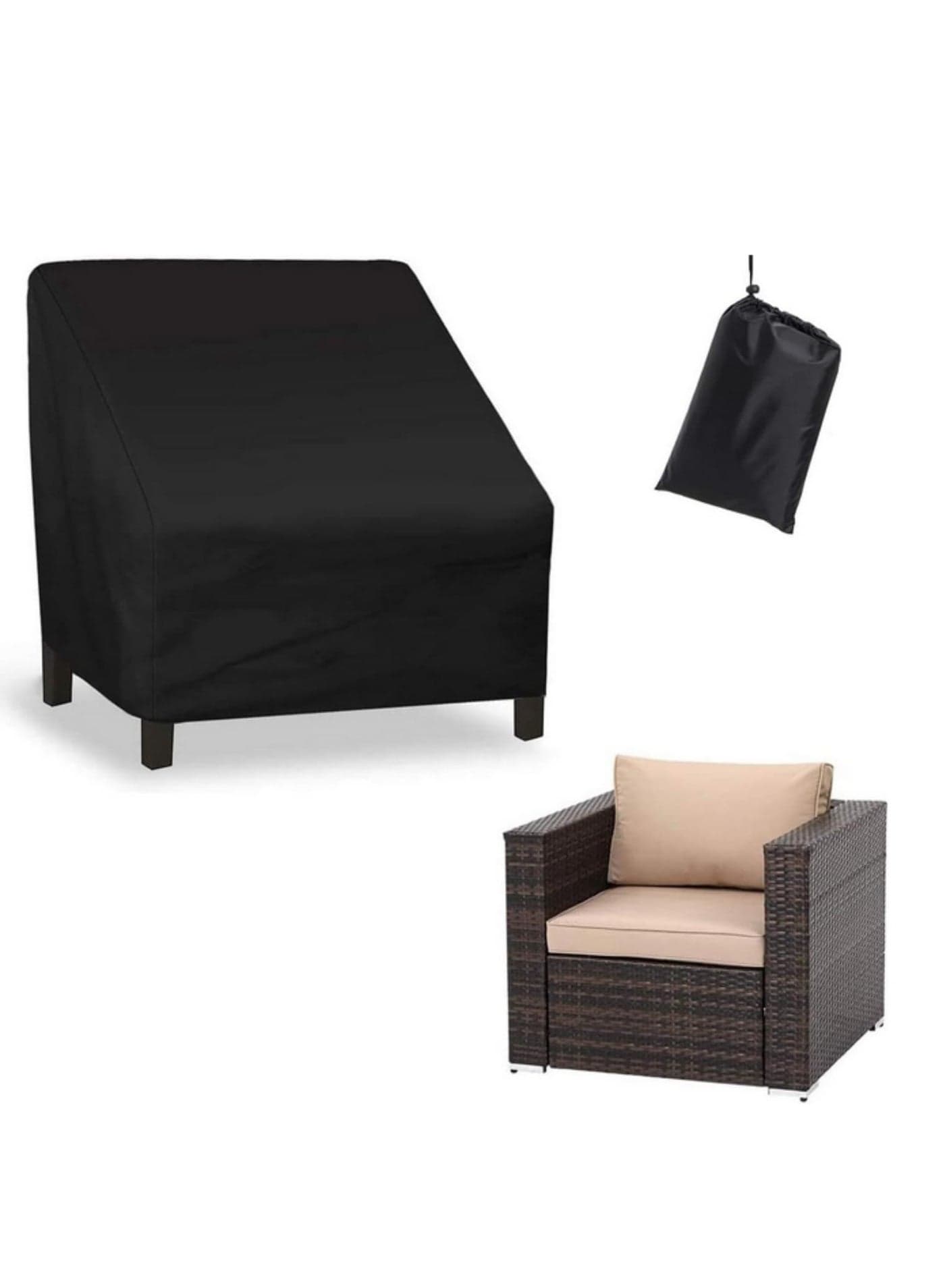 420D Heavy Duty Oxford Waterproof Patio Furniture Covers Outdoor Chair Covers UV All Weather Protection Patio Chair Cover for Backyard Garden Balcony 97x79x74cm