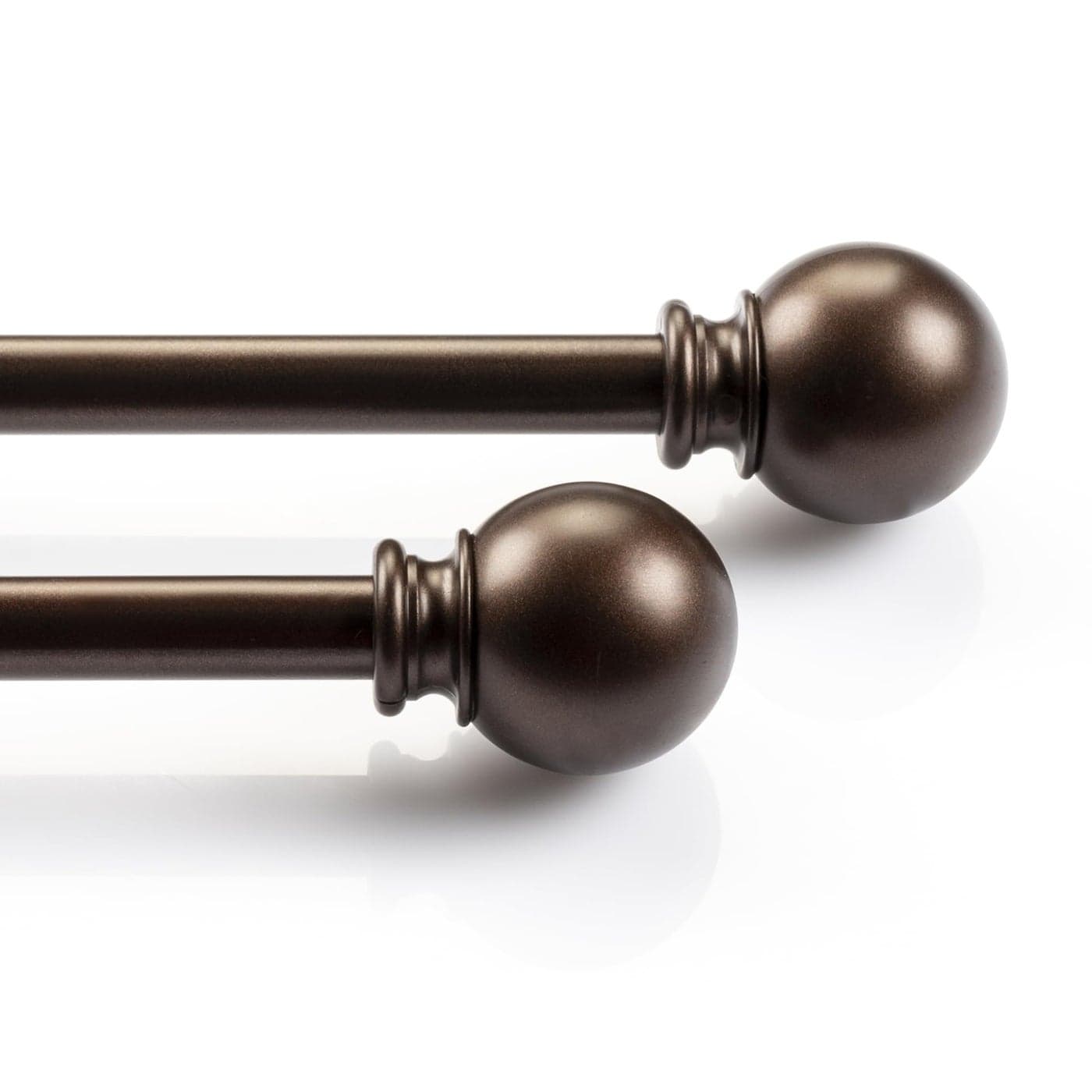 Deco Window 2 Pack Brown Curtain Rods for Window 28 to 48 Inch 58 Inch Diameter Drapery Pole with Ball Finial Modern Adjustable Heavy Duty