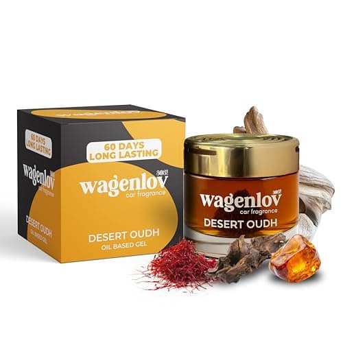 Wagenlov Desert Oudh Luxury Car Perfume Gel- Now with a New Cap | 60 Days Long Lasting Car Air Freshener For Dashboard With Oud, Amber & Sandalwood | 60gms | Best Gifts for Car Lovers