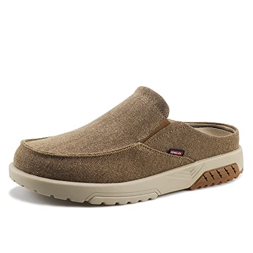 YONGJIA Men's Slip On Loafers with Arch Support Plantar Fasciitis Foot and Heel Pain Relief Orthopedic Casual Slippers Diabetic Bunions Boat Shoes Brown 43
