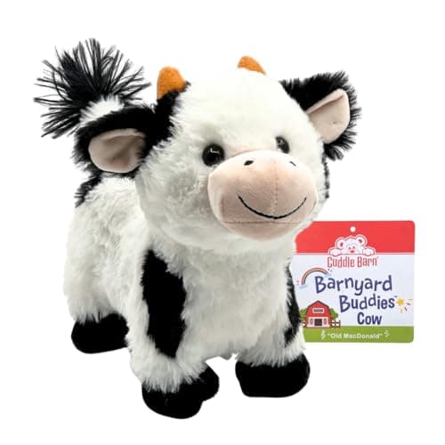 Cuddle Barn Walking Cow Plush Barnyard Buddies Interactive Toy Farm Animal Moos Moves Wags Tail to Old Macdonald Had a Farm Song Soft Musical Stuffed Animal Gift for Toddlers and Kids 8