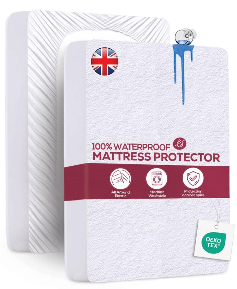 Utopia Bedding Waterproof Mattress Protector Super King 180 x 200 cm Fits Up to 40 cm Deep Mattresses Premium Terry Mattress Protector All Around Elastic Super King Mattress Cover