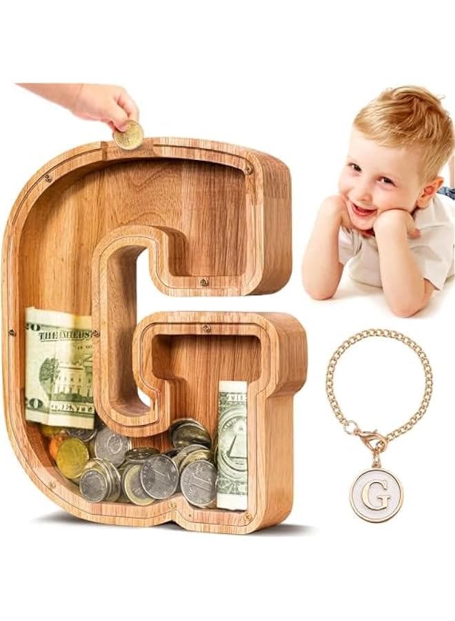 SummiDate Wooden Letter gy Bank| gy Bank for Boys Girls Toddler| Alphabet G Money Bank| Coin Bank Birthday Gift for Kids|Birthday Gift for Kids (G)