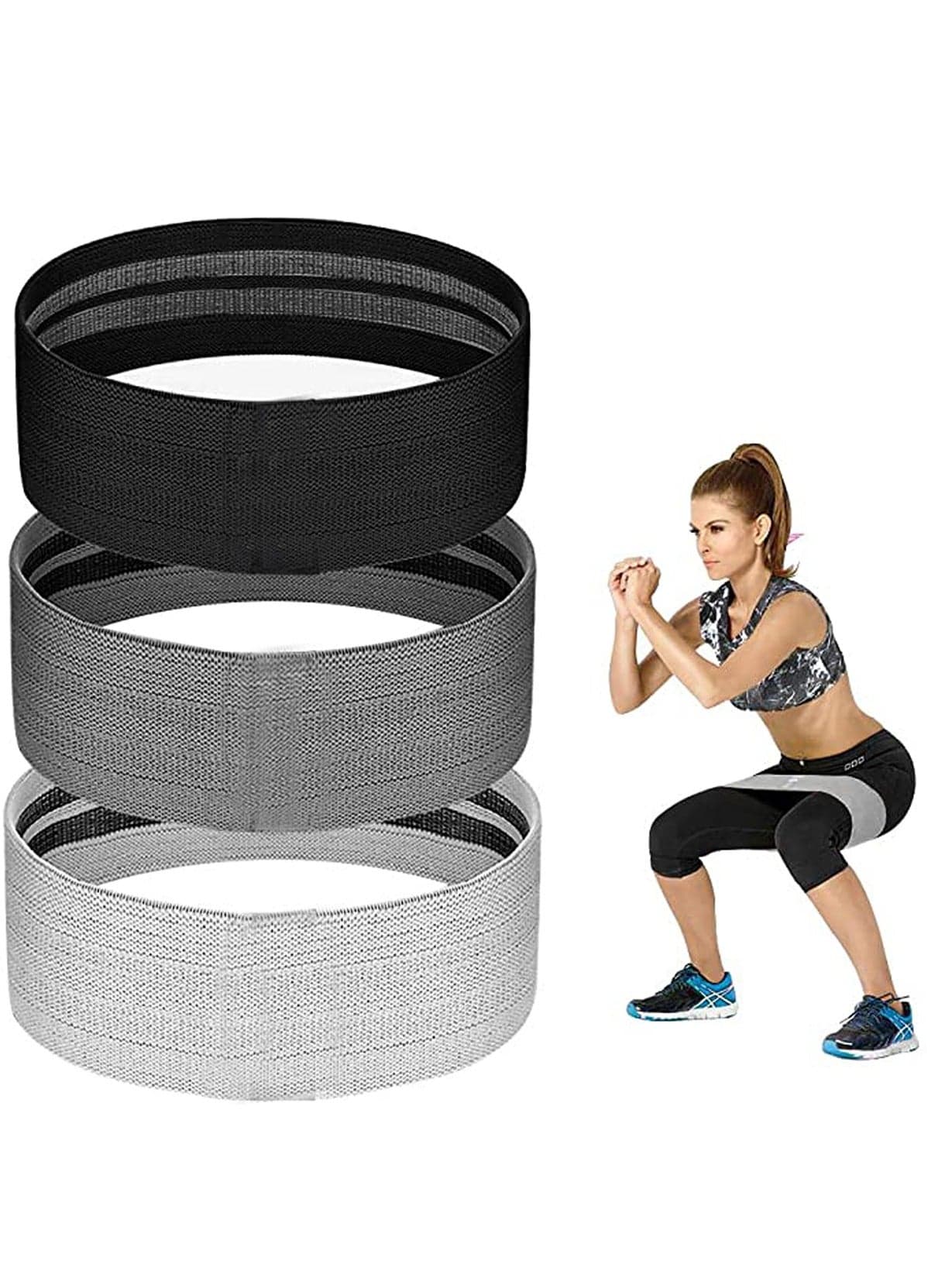 Resistance Bands for Legs and Butt, Exercise Bands Workout Bands Hip Band Booty Bands Glute Bands, Fabric Resistance Bands Stretch Bands, Anti Slip Elastic Bands for Women Set of 3