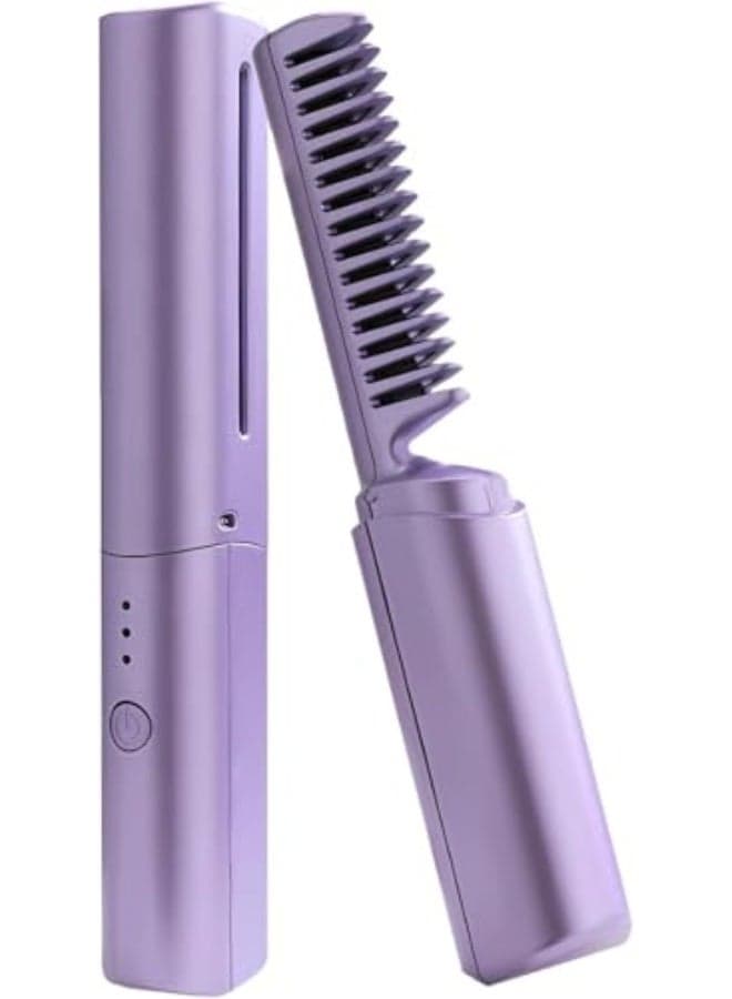 Portable hair straightening comb/hair iron, purple