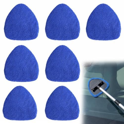 Qulkws 7 Pcs Car Windshield Cleaner Replacement Pads Microfiber Windshield Cleaning Tool Bonnets Washable Reusable Interior Auto Window Cleaners Washing Pads Replaceable Cleaning BonnetsFit 5