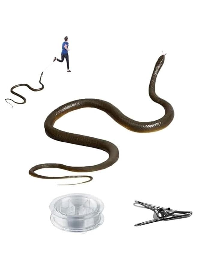 Realistic Rubber Snake for Pranks and Jokes, Fake Serpent Novelty Toy with String and Clip, Perfect for Party Favors