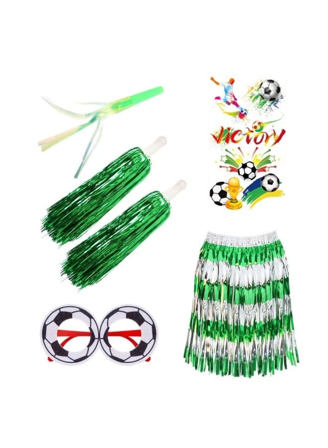 World Cup Fan Kit - World Cup Soccer Glasses, Temporary tattoos, Rain Skirt, Shake Stick, Match Cheering Support Props Decorations, Football Theme Party Photo Props, Decoration Supplies For World Cup Festival Event International Festival