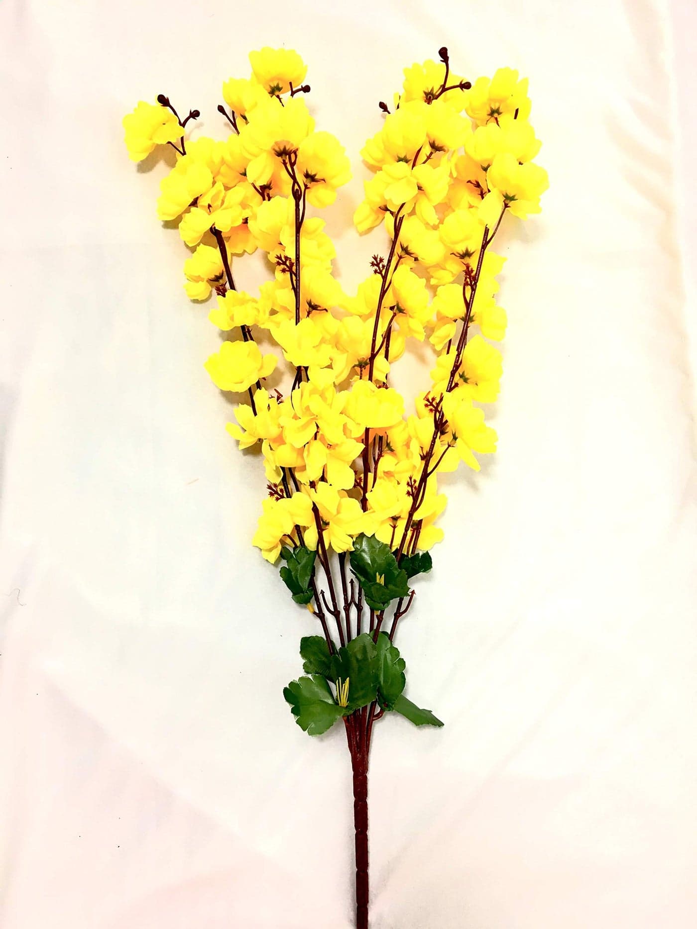 ARTSY® Artificial Flowers Bunch for Decoration Cherry Blossom, Ideal for vase, Home, Office Decor, Gifts, Craft, Artificial Plants for Decoration, Without vase, Yellow, 1 Piece, 55 cm Height, Fabric |