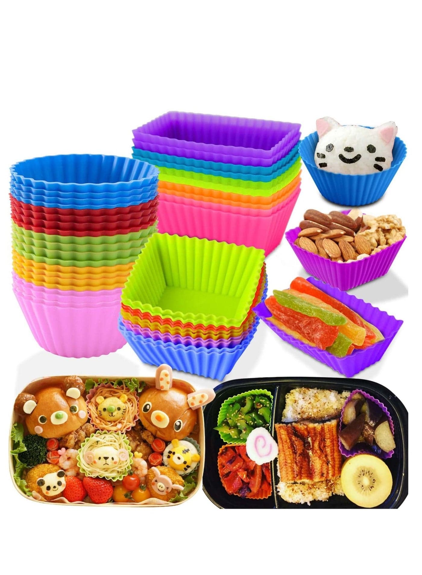 40 Pcs Silicone Lunch Box Dividers, Bento Bundle Dividers for Kids Accessories