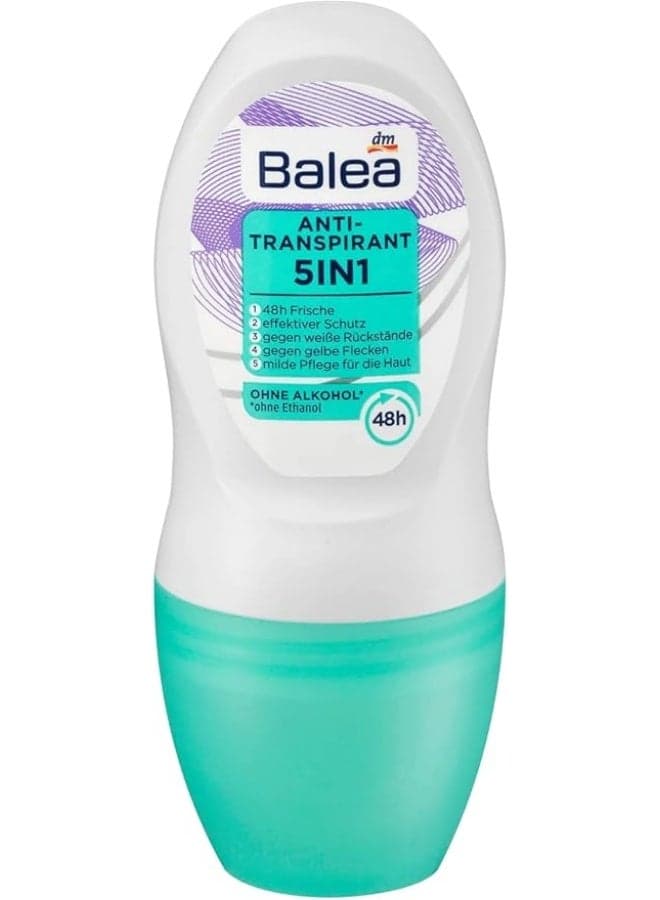 Balea Deodorant Roll On Antiperspirant 5in1 Protection aluminium free, 50 ml