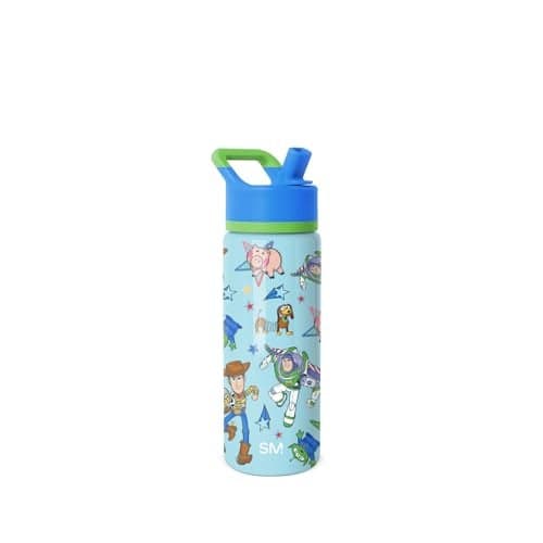 Simple Modern Kids Summit Water Bottle with Straw Lid | Disney Toy Story 18oz Stainless Steel Cup Insulated Tumbler for Boys, School | Buzz and Woody Adventures