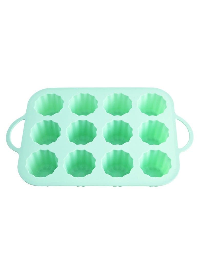Silicone baked cake mold Food grade heat resistant household 12 with lace jelly creme pudding mint green