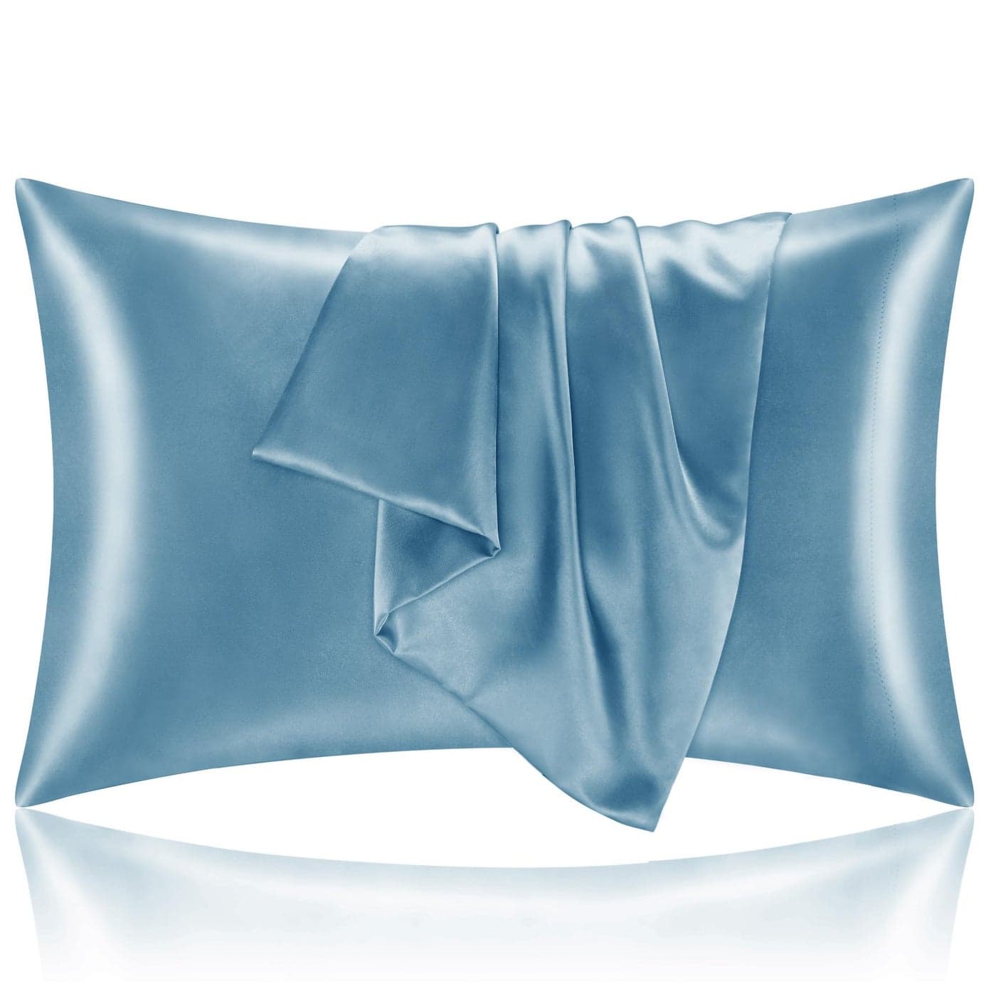 BEDELITE Satin Pillowcase with Zipper 2 Pack Airy Blue Pillow Cases Standard Size Super Soft and Cooling Similar to Silk Pillow Cases Gift for Women Men20x26 Inches