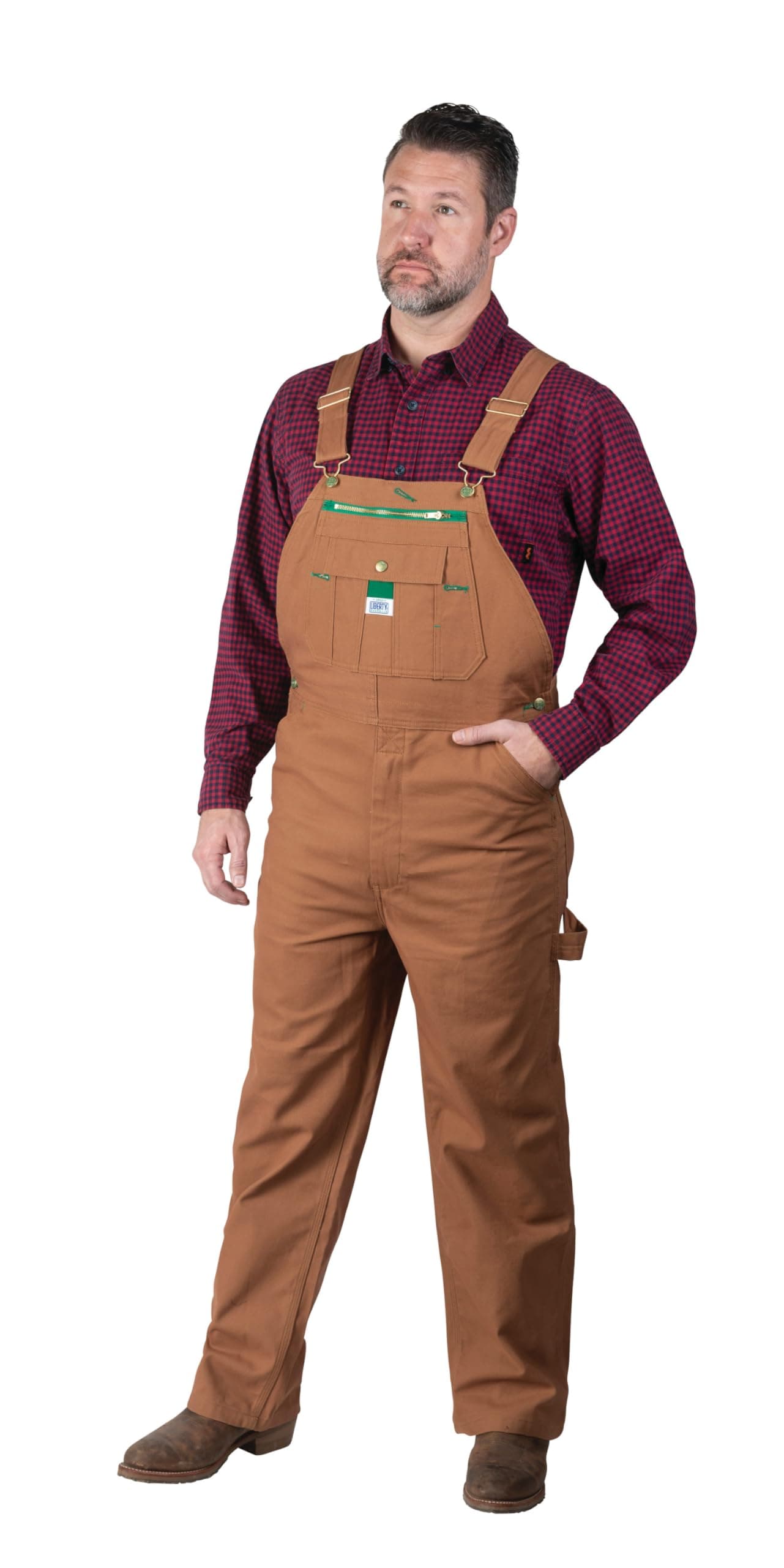 Liberty Men's Duck Bib Overalls, Pecan, 36W x 30L US