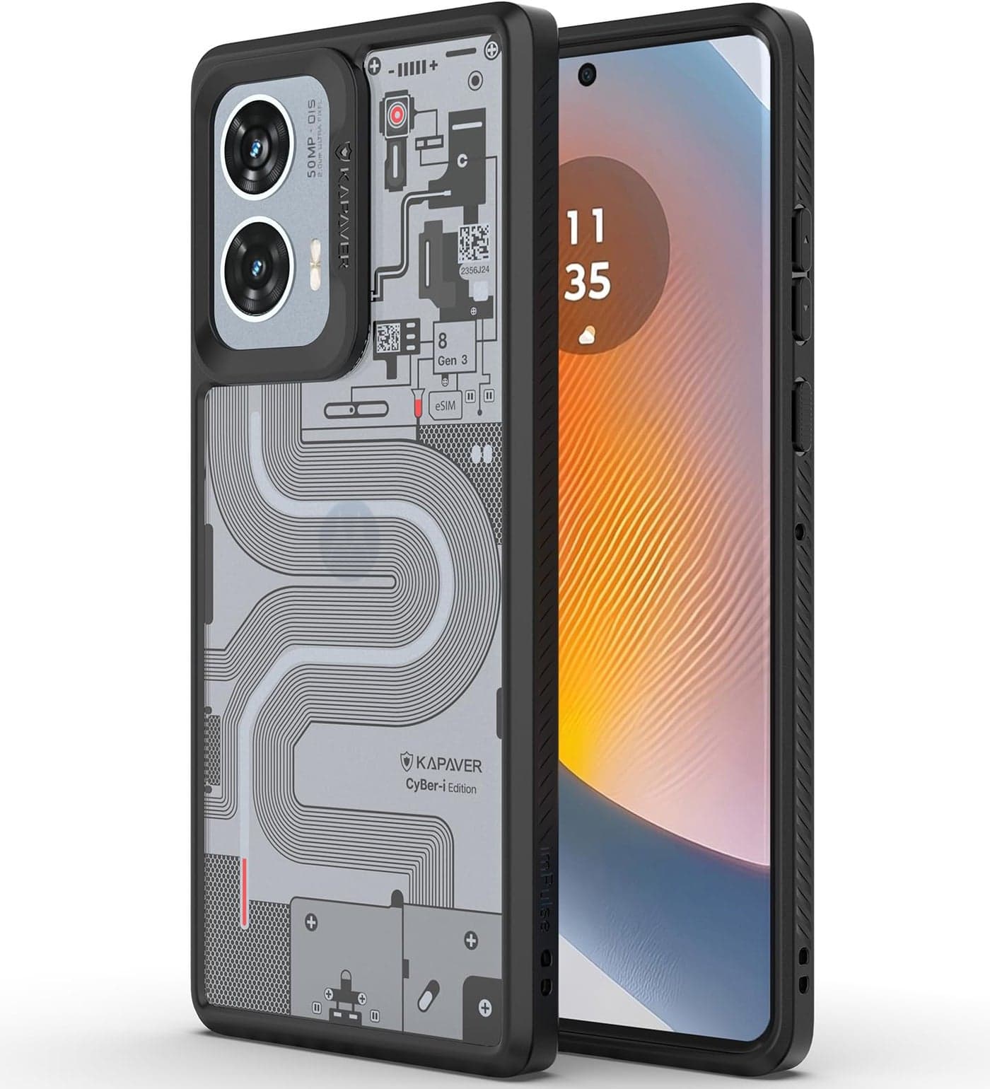 KAPAVER GPS Edition Back Cover Case Compatible for Motorola Edge 50 Fusion/Motorola G85 5G / Motorola G96 5G (PC + TPU) (Cyber-i-Black)
