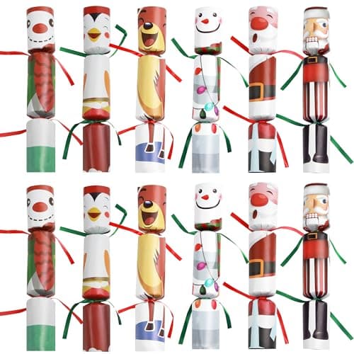 Darnassus 12 Pack Christmas Nosnap Party Table Favors Christmas Themed Holiday Supplies with Party Hat Joke Little Gift Inside for Kids Adults Xmas Gift