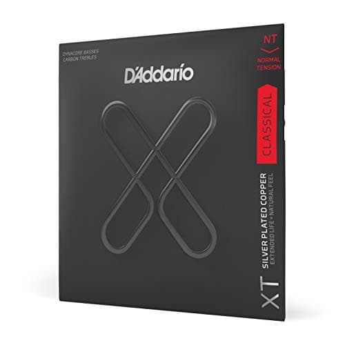 D'Addario Classical Guitar Strings, XT Dynacore Coated, XTC45FF, Normal Tension, Carbon Trebles, 6-String Set, Pack of 1