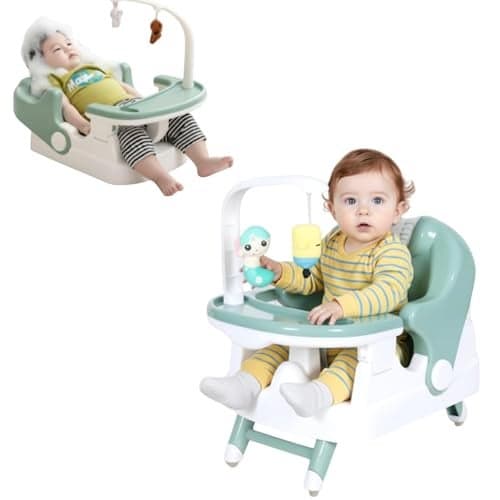 Metreno 2in1 Baby Feeding Chair for 0 to 5 Years Multi-Functional Bathing & Booster Seat Kids Shower Chair with Tray High Chair for Baby Toddlers Children Eating Baby Chair Plastic (Green)