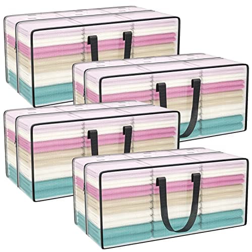 Clear Storage Bags with Zipper, Large Moving Bags Heavy Duty Extra Large, Plastic Storage Totes for Clothes, College dorm Packing Bag with Strong Handles