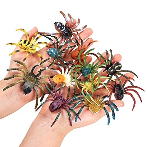 JOKFEICE Spider Toys 12 pcs Realistic Spider Figures Colorful Tarantula Figurines for Halloween Decor Early Educational Toy Birthday Party Cake Topper for Kids