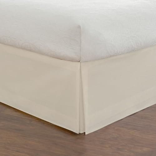 FRESH IDEAS Bedding Tailored Bedskirt, Classic 14” Drop Length, Pleated Styling, Queen, Ivory