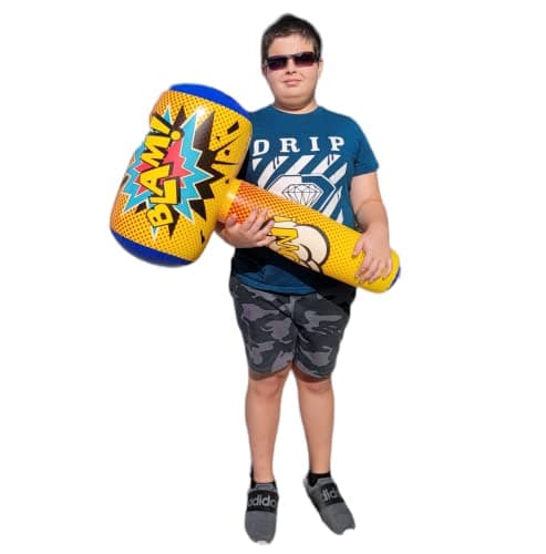 AMERICAN WIT Huge Super Hero Inflatable Bopper 30 x 17 Suprehero Inflate Hammer Mullet for Play Fights and Action 1 Pack