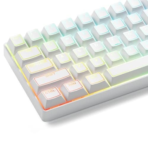 GMKWTL XVX White Shine Through Keycaps, Doubleshot PBT Keycap Set Cherry Profile, 142 Keys Keyboard Keycaps, Universal Compatiability with 60% 65% 75% 80% 100% Mechanical Keyboard with MX Switches