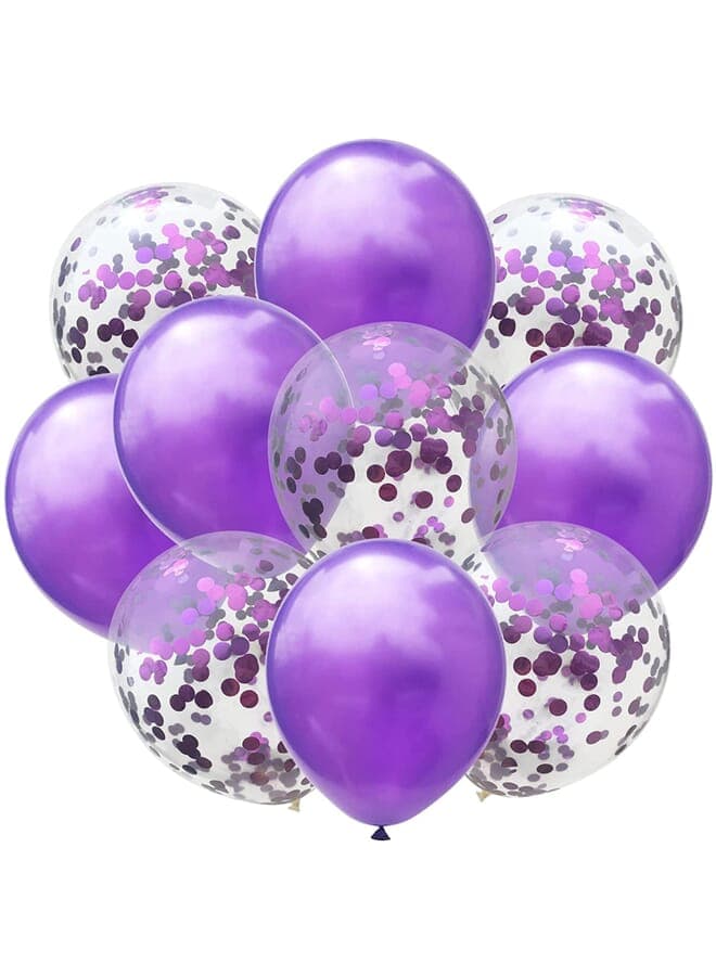 10 Pieces Balloons Decorations Set Include Metallic Purple Latex Balloons And Purple Foil Confetti Filled Balloons For Birthday Wedding Baby Shower Party Decorations Supplies 12 Inches