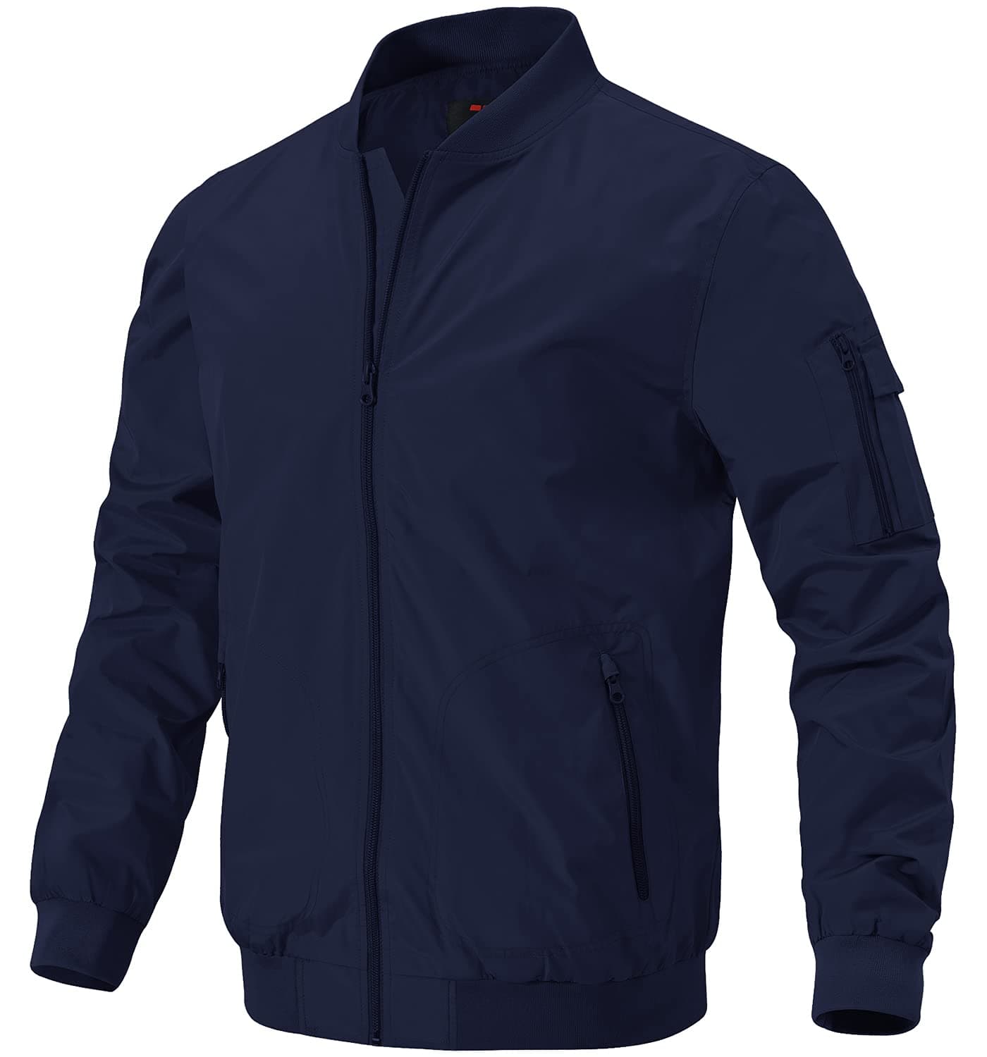 Gopune Mens Windproof Bomber Jackets Lightweight Running Windbreaker Outdoor Golf Fashion Coat NavyL