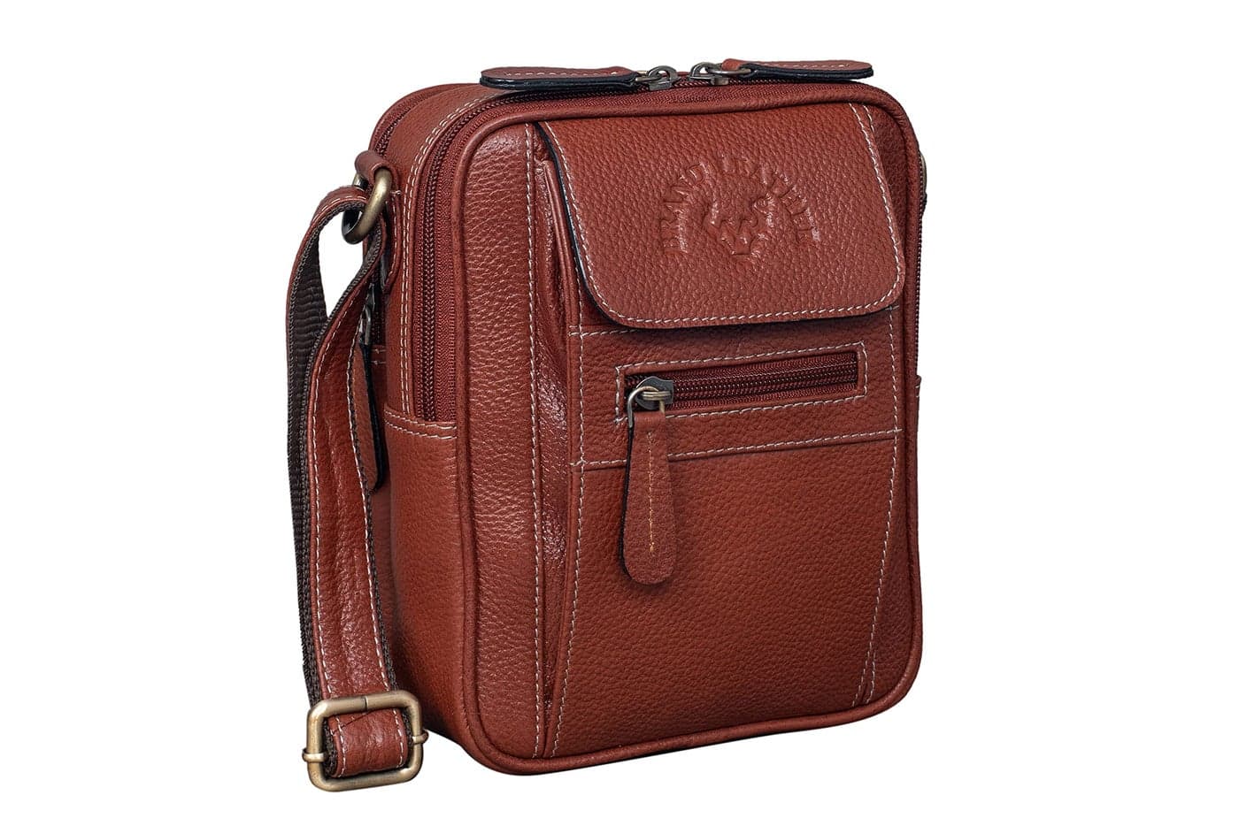 BRAND LEATHER Casual Use Leather Cross Body Sling Bag For Unisex (Tan)