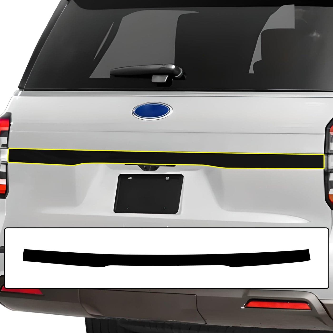 BOGAR TECH DESIGNS Rear Chrome Delete Overlay Compatible with Ford Expedition Max 20222024 Gloss Black
