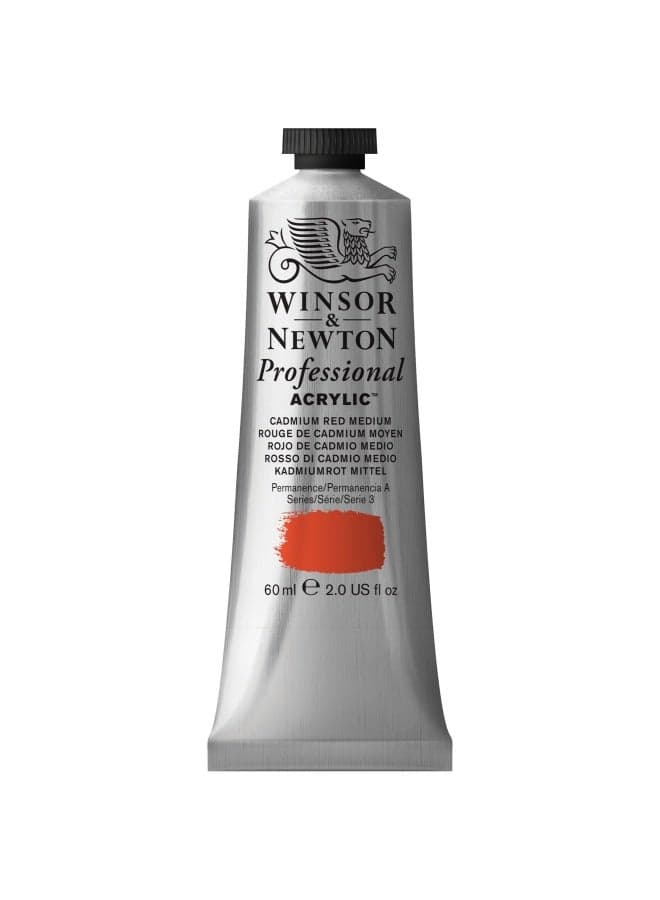 Winsor And Newton Professional Acrylic Paint 60Ml 2-Oz Tube Cadmium Red Medium