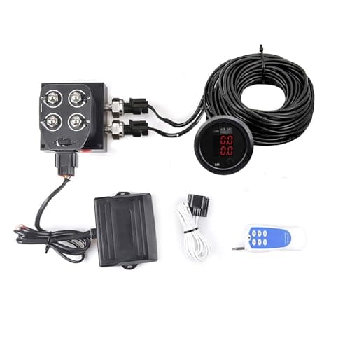 ZHSYMX 12v Solenoid Valve Air ride Suspension manifold valve with remote controller 0-200psi with double display air pressure gauge