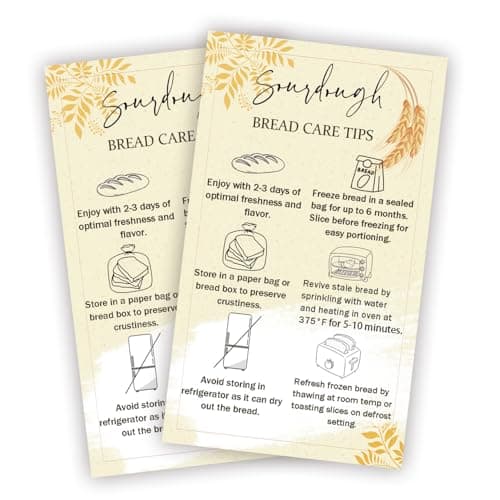 100 Pack Sourdough Bread Care Instruction Cards 2x35 Inch StorageTips Cards Bakery Starter Client Packaging Cards Dessert Cake Baking Supplies