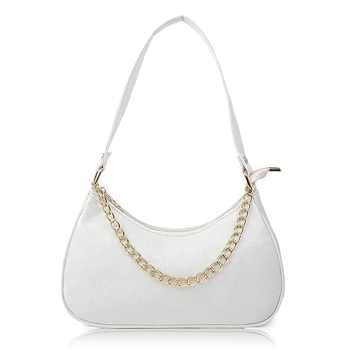 HAYSCH, Shoulder Bag, Purses for Women Dumpling Small Hobo Bags Vegan Ladies Clutch Synthetic Leather Shoulder Bag Pack of 1 (WHITE)