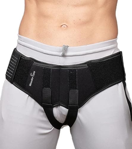 Wonder Care - Inguinal Hernia Support Belt Groin Truss Brace Post Surgery Hernia Pain Relief, Two Compression Pressure Foam Pads, Adjustable Elastic straps-A107 M