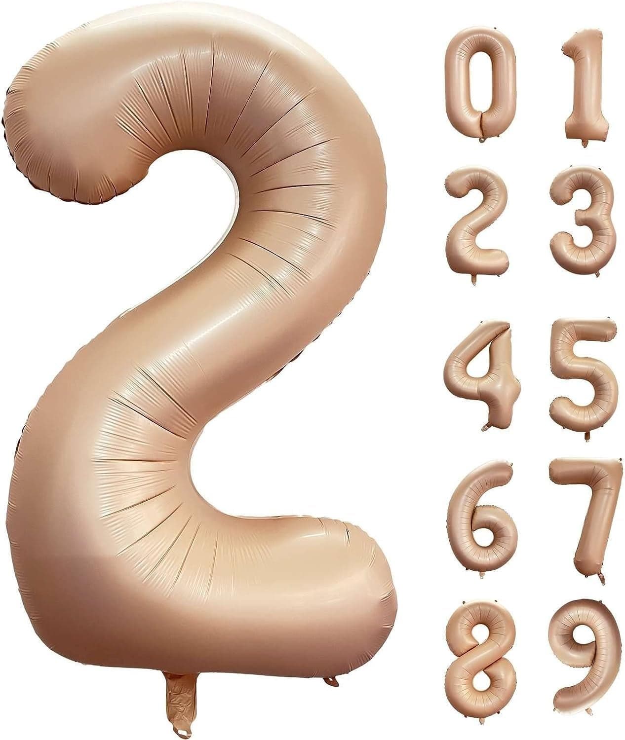 Atpata Funky #2 Elegant Caramel Colour JUMBO 40 INCH Number Balloons Set | 0 to 9 Digit Shapes | Decorative Balloons for Milestones & Celebrations