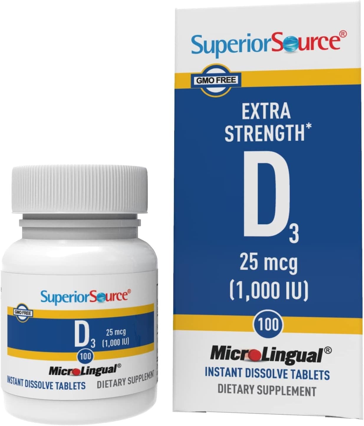 Superior Source Vitamin D3 1000 IU Offers Immune System Brain Nervous System Support Aids Calcium Absorption for Teeth Bone Health Bariatric Friendly 100 Sublingual Dissolving Tablets