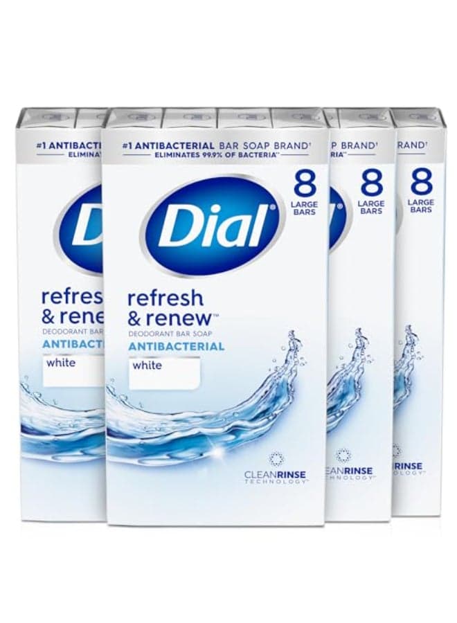 Dial Antibacterial Bar Soap Refresh Renew White 4 oz 32 Bars