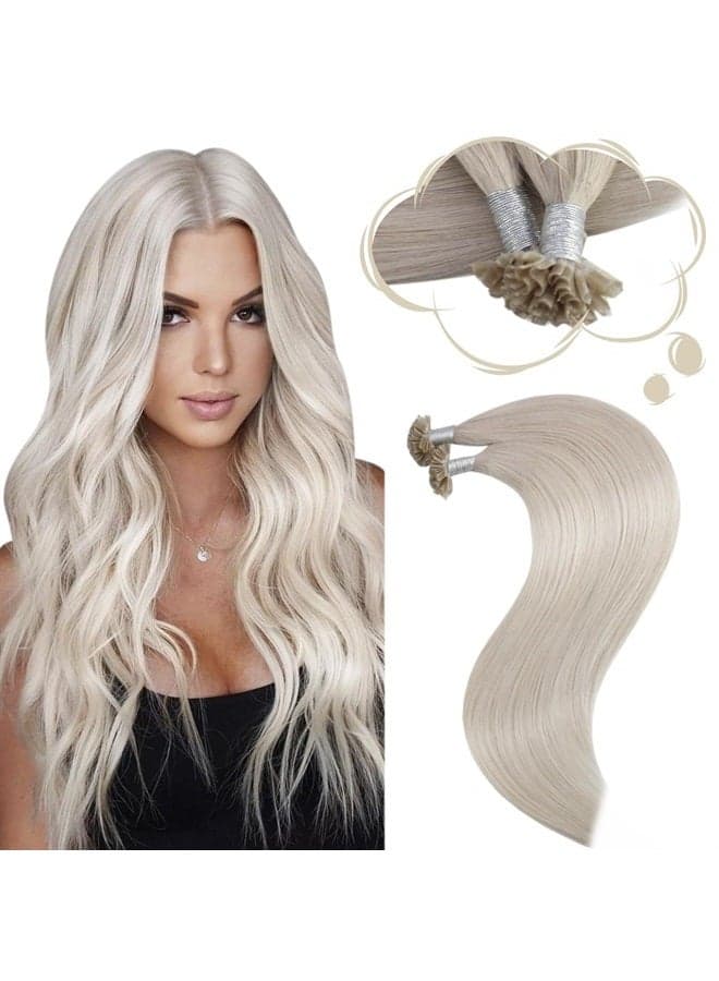 Keratin Hair Extensions White Blonde U Tip Hair Extensions Human Hair Keratin Utip Hair Extensions Human Hair Blonde U Tip Human Hair Extensiosn 50S/50G 18 Inch