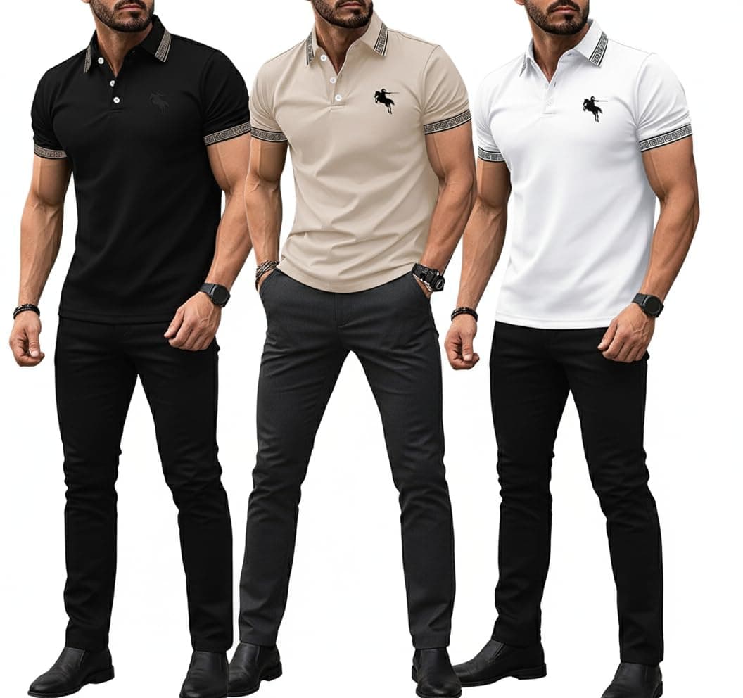 Lymio Polo T Shirt for Men || Men Casual T-Shirt || Polo Available in Combo Pack of 3 (Polo-34-35-36-Chiku-Black-White-M)