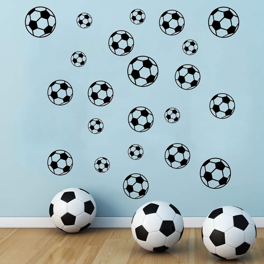 SITAKE 43 Pcs Soccer Stickers Kids Soccer Ball Stickers Decals for Kids Room Football Wall Decal Sticker Vinyl Art DIY Sticker for Boys Bedroom Playroom Living Room Window Door Decoration