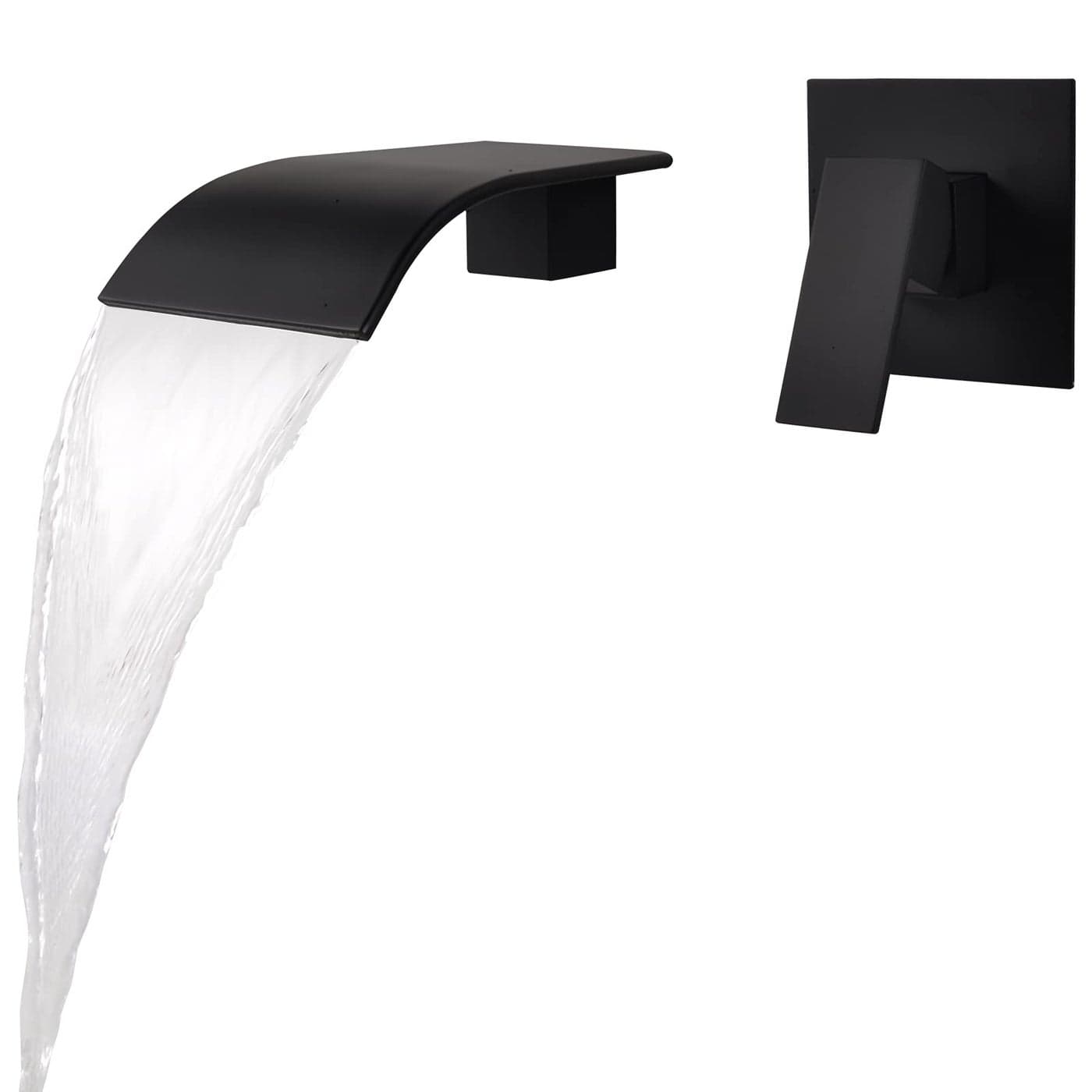 KAPHOME Matte Black Waterfall Faucet Wall MountBrass Bathroom Waterfall Tub FaucetWall Mounted Bathtub Filler TapKHBPB01U