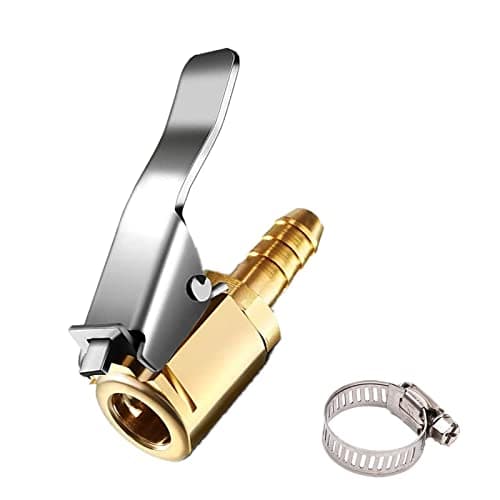 LDCRE Tire Air Chuck Adapter with Clip14 Brass American Type Thread Pump NozzleLocking Tire Inflator Adapter Connect Air Compressor Tire Chuck Hose End with Barb Connector for Hose Repair 1PC