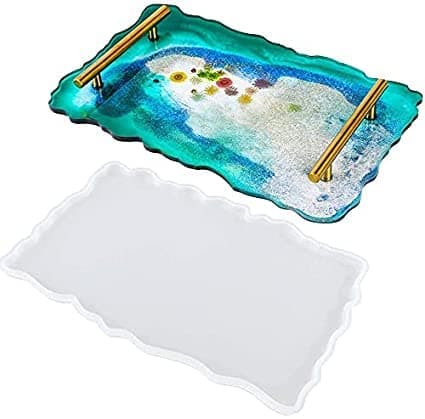 EKTA STATIONERY Resin Mold Resin Art Materials Kit Mould Coaster Mould Resin Silicon Resin Art Moulds Resin Tray Mold Not Include Decorative Accessories Rectangular Tray Mould A4 Size