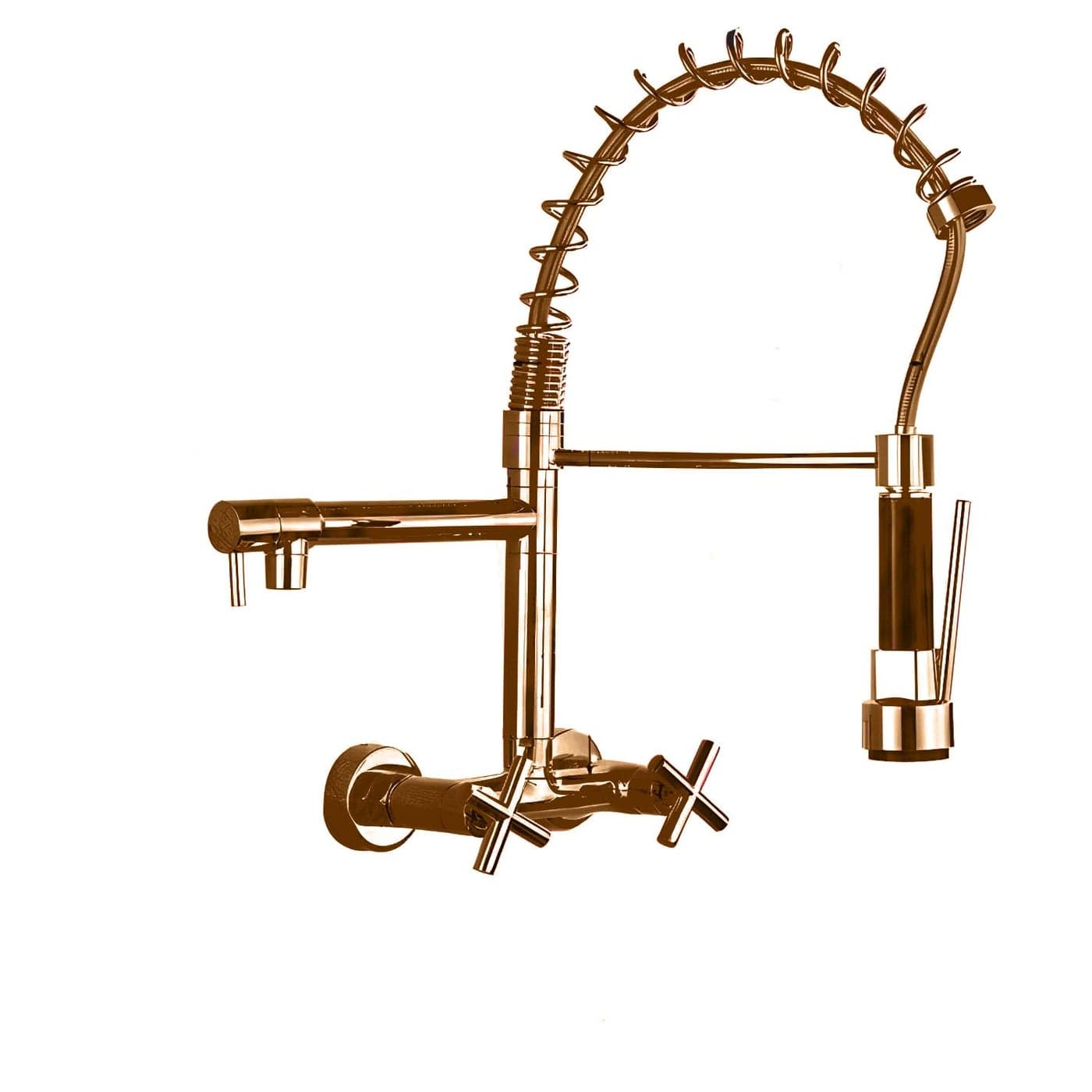 Aquieen Wall Mounted Pull Out Kitchen Sink Faucet Sink Mixer Rose Gold