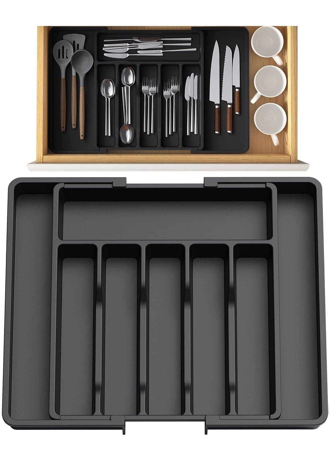 Expandable Adjustable Cutlery Drawer Organizer, Utensil Kinfe Trayanna, Silverware and Flatware Holder, Closet Cutlery Tray for Spoons Forks Knives,