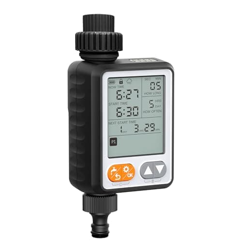 Sprinkler Timer for Garden Hose, 10 Programmable Water Timer with with Auto Rain Delay, IP54 Waterproof 3.3“ Large LCD Drip Irrigation System Timers for Plant, Yard, Lawns, Outdoor