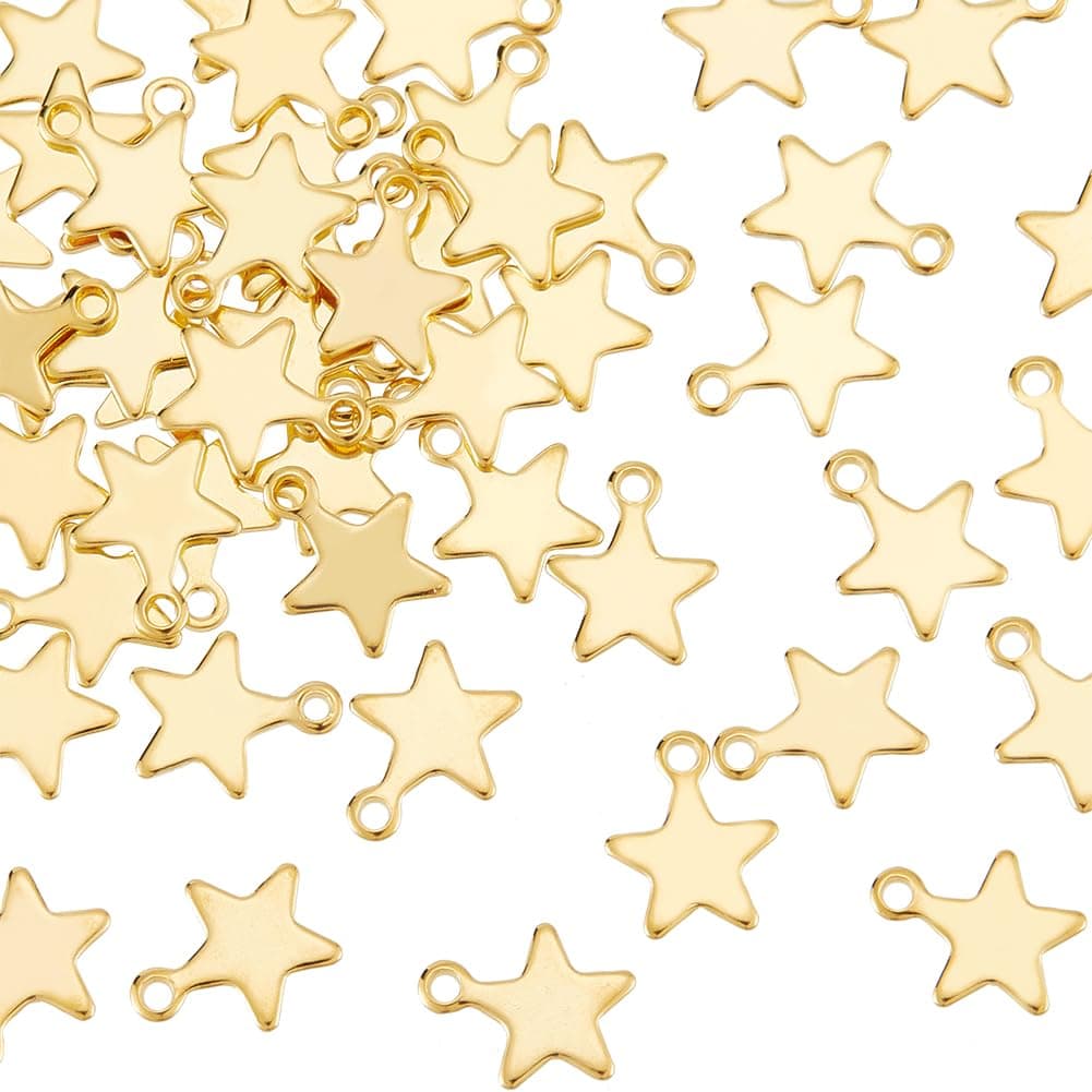 UNICRAFTALE Star Shape Pendants Stainless Steel Charms Small Hole Pendant Metal Material Charm for DIY Bracelet Necklace Jewelry Making Craft